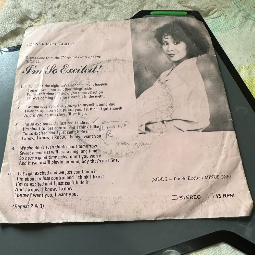 Glenda Estrellado I'm So Excited 45rpm Vinyl Record Fiesta of Song Asian Pacific - Picture 4 of 4